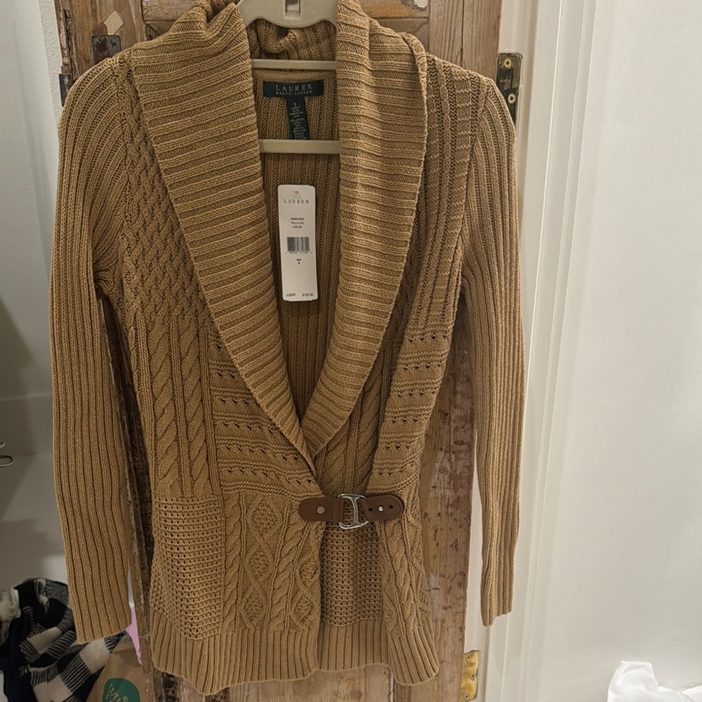 Women's Tan Cable Knit Sweater